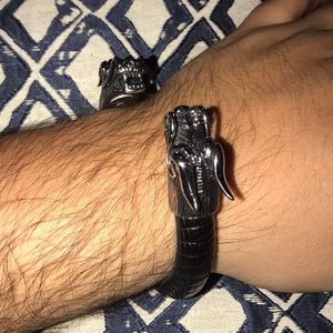 Men’s beautiful stainless steel, leather bracelet